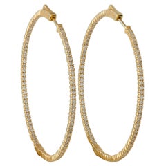 Boucles d
oreilles en or jaune 14K avec diamant de 1,80 ct à l
intérieur et à l
extérieur MF19-111825