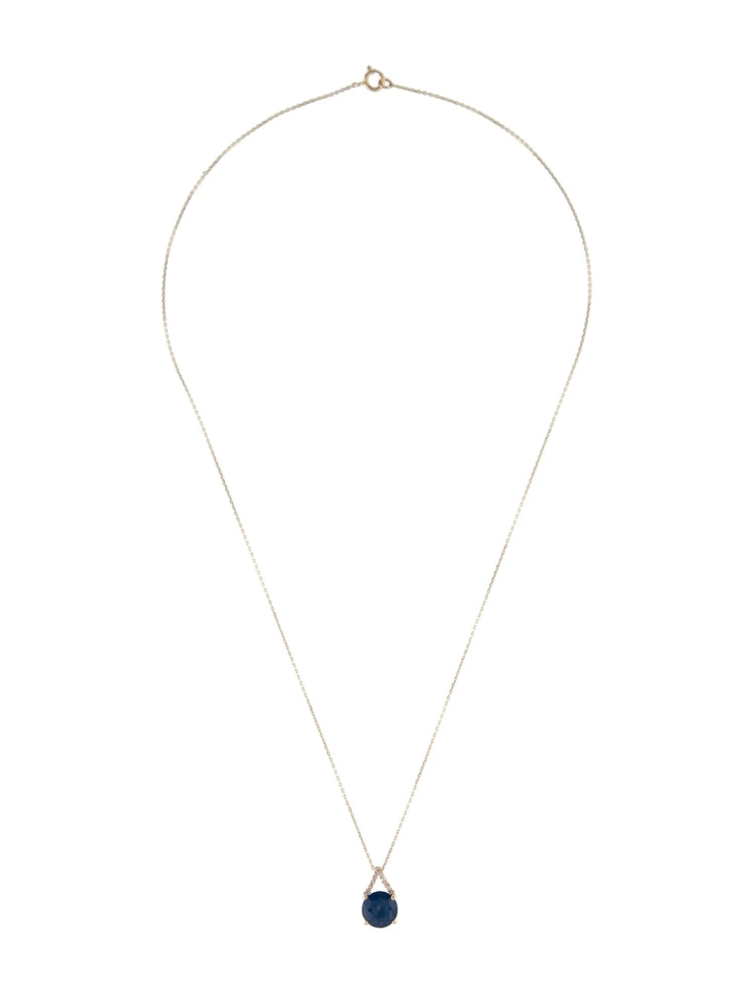 Artist 14K Yellow Gold 1.80ct Sapphire & Diamond Pendant Necklace For Sale