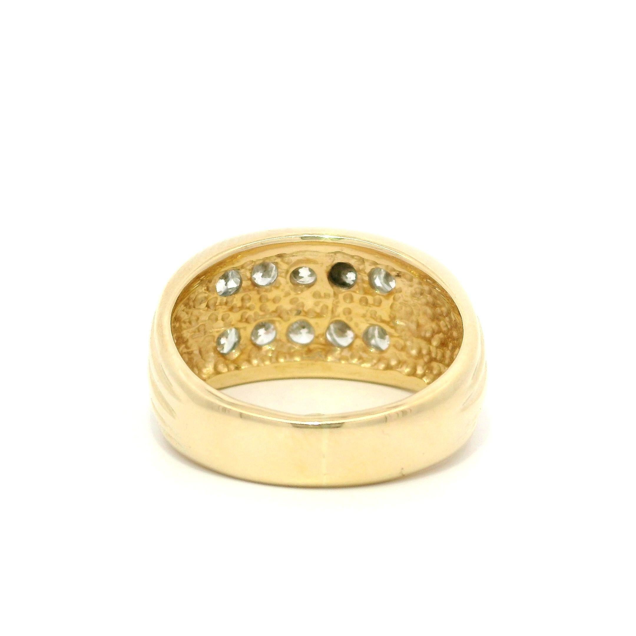 14k Yellow Gold 1.80ctw Fiery Channel Diamond 12.3mm Wide 2 Row Men's Band Ring en vente 1
