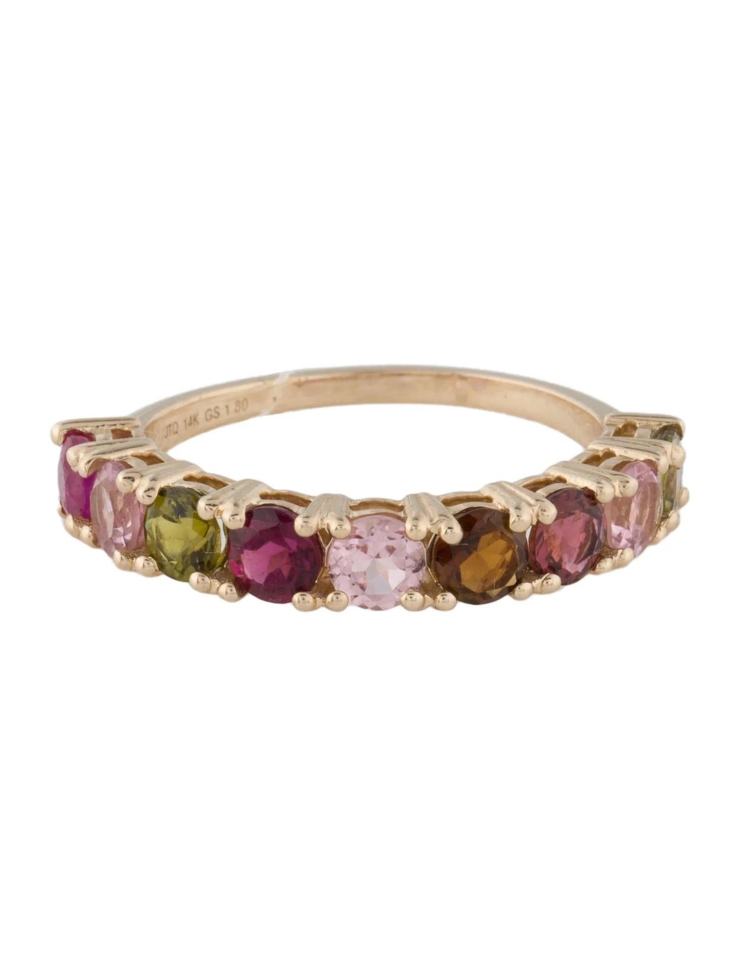 Artista Anello a fascia in oro giallo 14K con tormalina multicolore da 1,80 carati, misura 6,75 in vendita