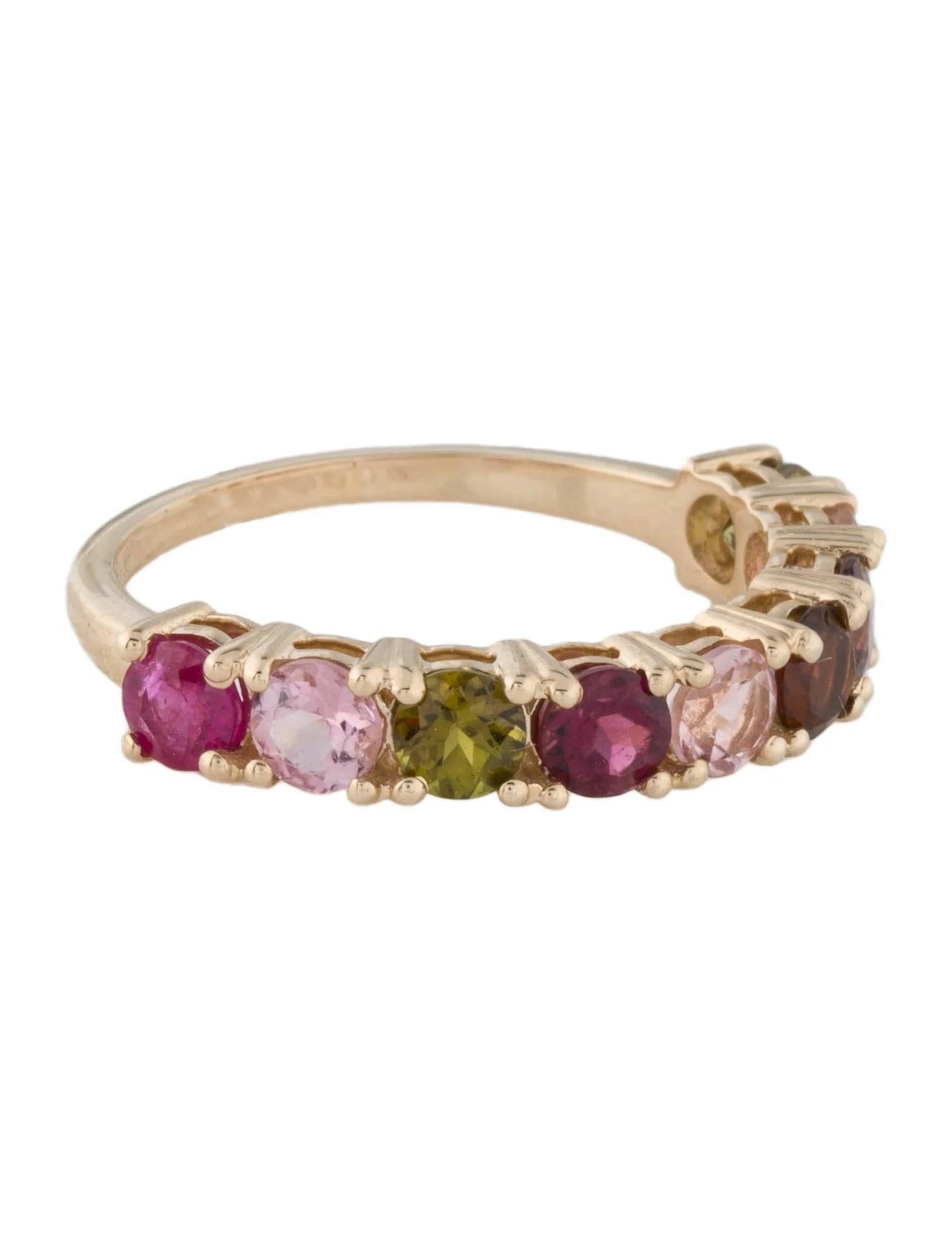 Anillo de oro amarillo de 14 quilates con turmalina multicolor de 1,80 quilates, talla 6,75