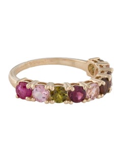 Anillo de oro amarillo de 14 quilates con turmalina multicolor de 1,80 quilates, talla 6,75