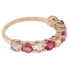 Anillo de oro amarillo de 14 quilates con turmalina multicolor de 1,83 quilates, talla 6,5