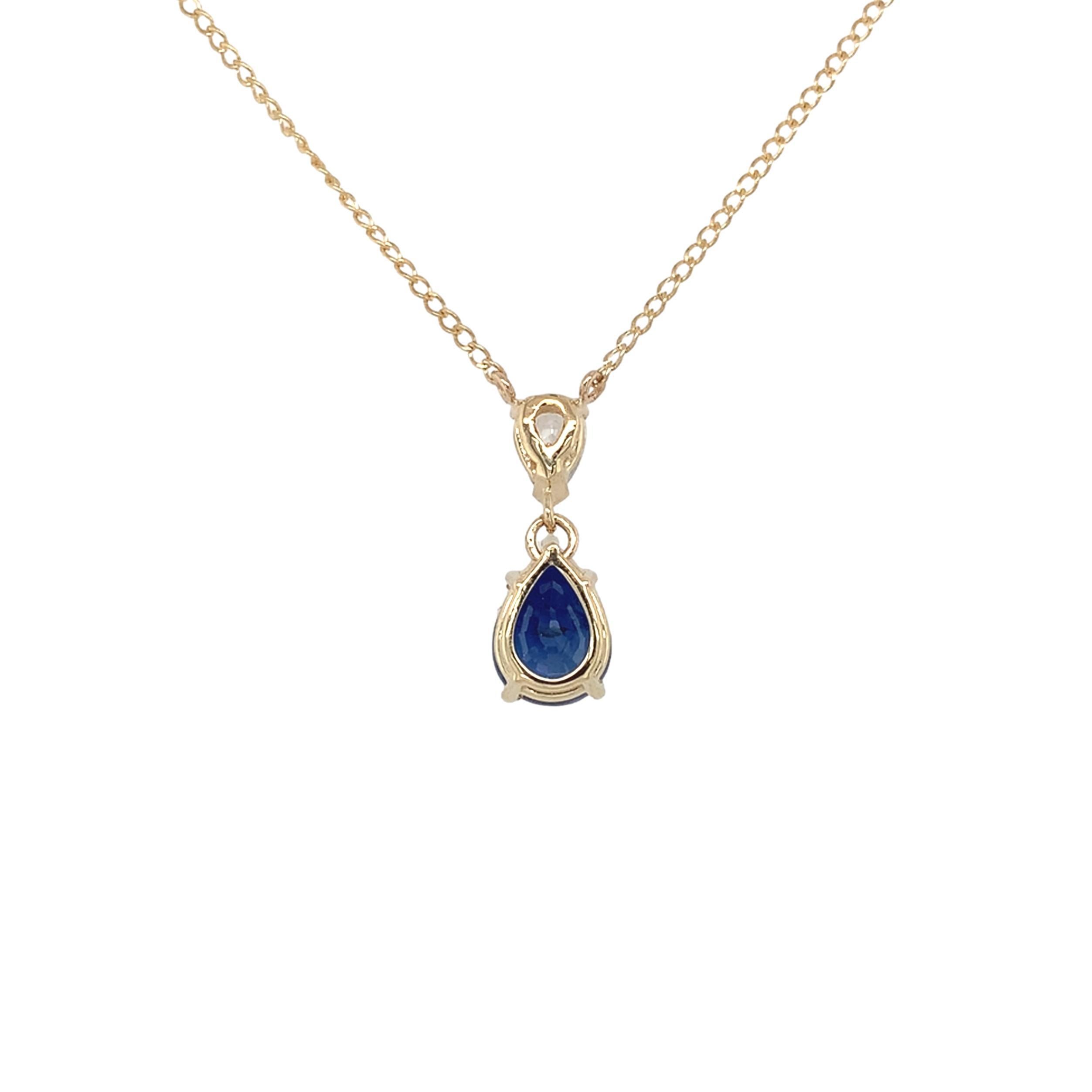 Contemporain Collier en or jaune 14K saphir bleu et diamant de 1,84 carat 18