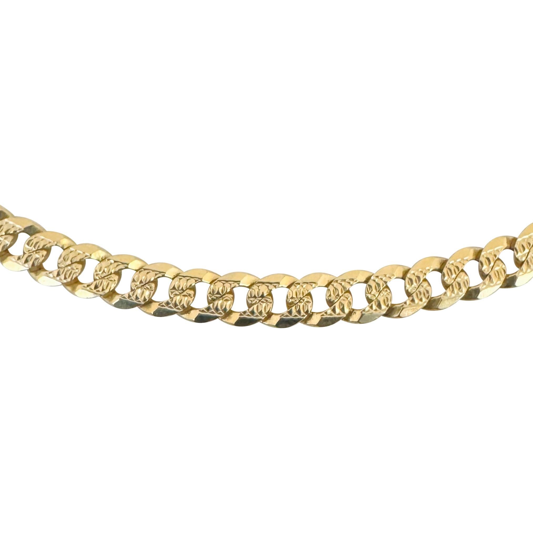 14k Yellow Gold 18.4g Solid 5mm Diamond Cut Curb Link Chain Necklace Italy 22.5