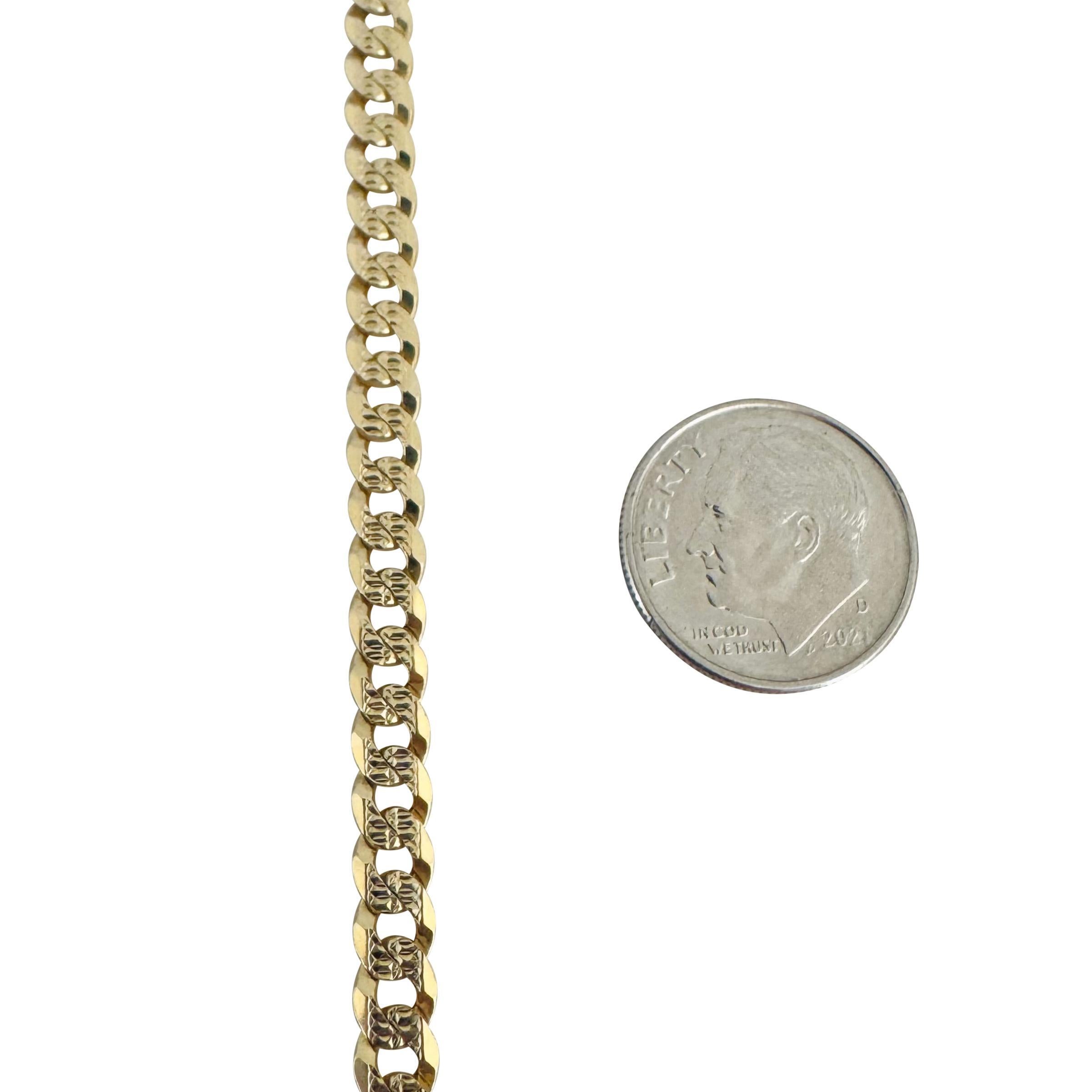 14k Yellow Gold 18.4g Solid 5mm Diamond Cut Curb Link Chain Necklace Italy 22.5