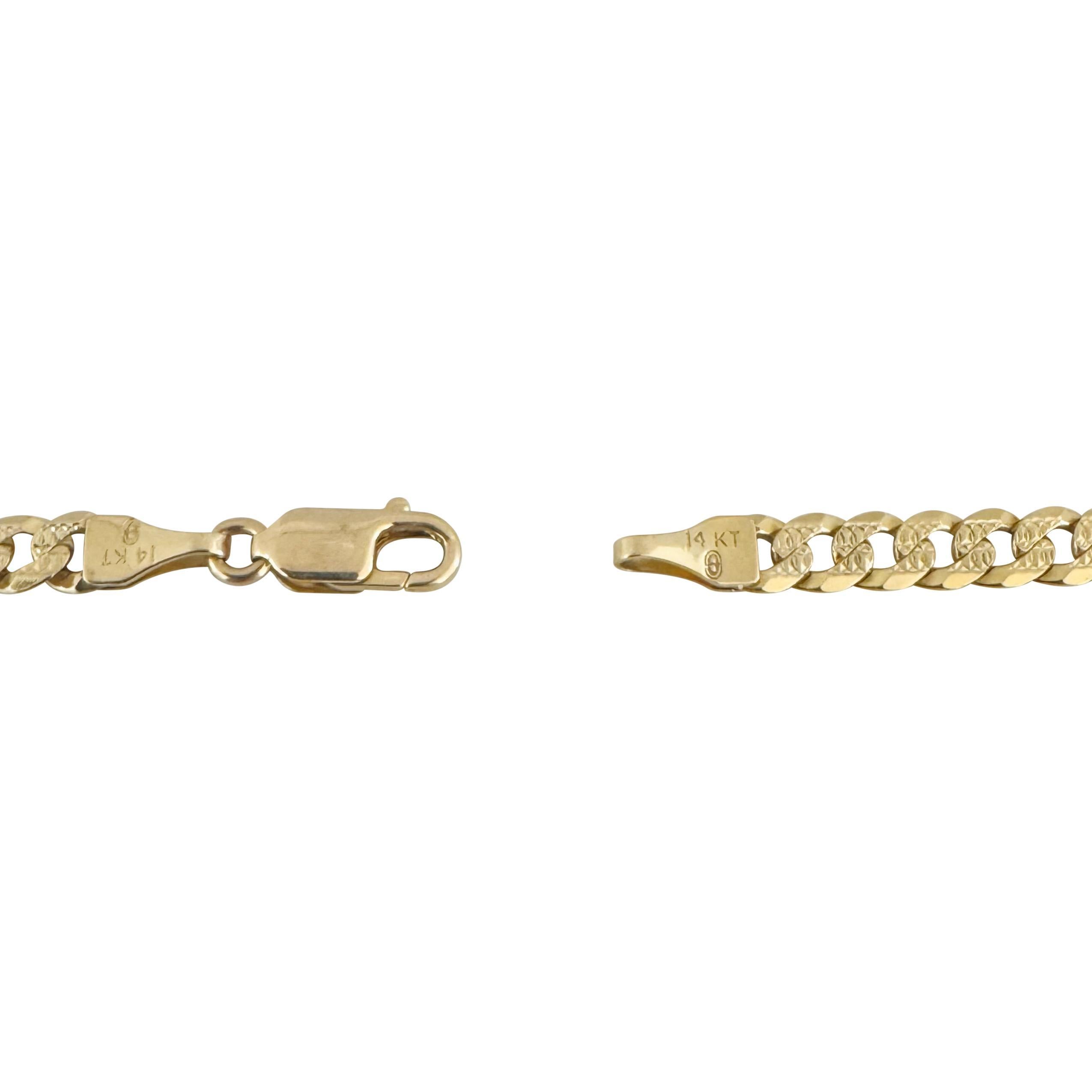 14k Yellow Gold 18.4g Solid 5mm Diamond Cut Curb Link Chain Necklace Italy 22.5