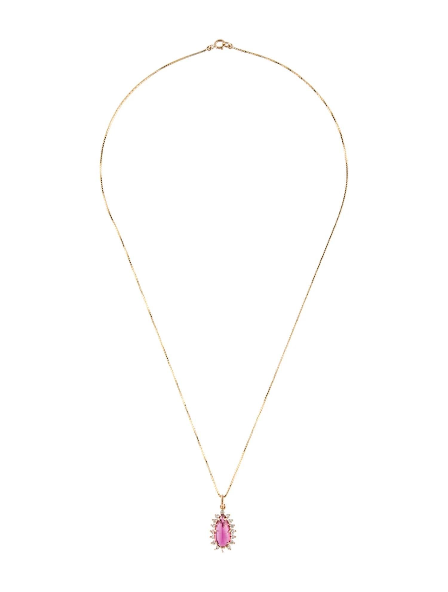 Artiste Collier pendentif en or jaune 14 carats avec tourmaline rose 1,85 carat et saphir blanc en vente