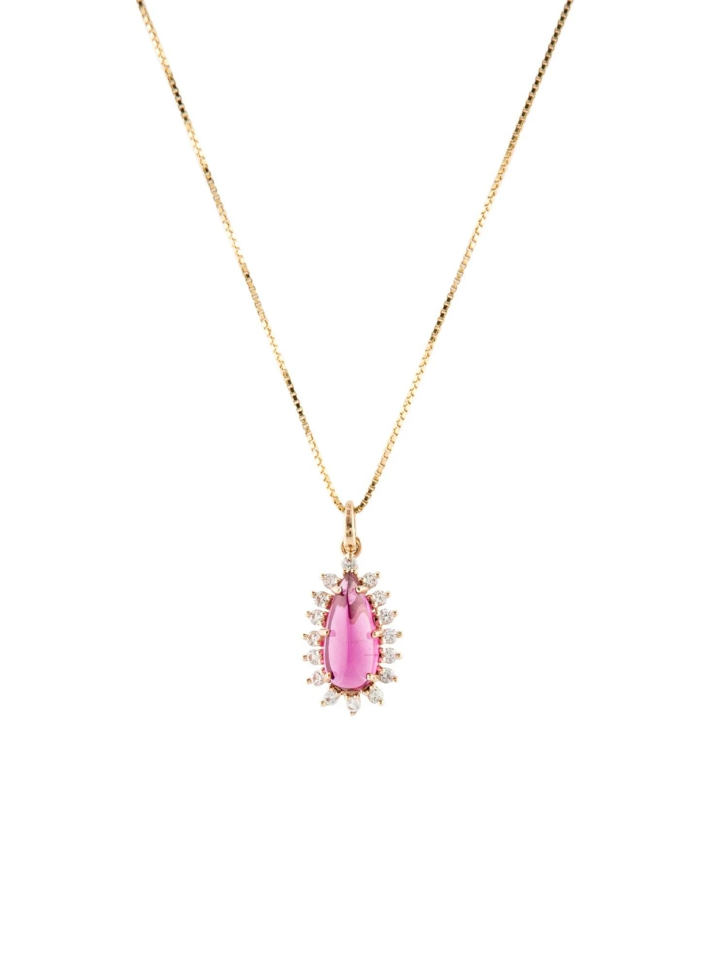 Taille cabochon Collier pendentif en or jaune 14 carats avec tourmaline rose 1,85 carat et saphir blanc en vente