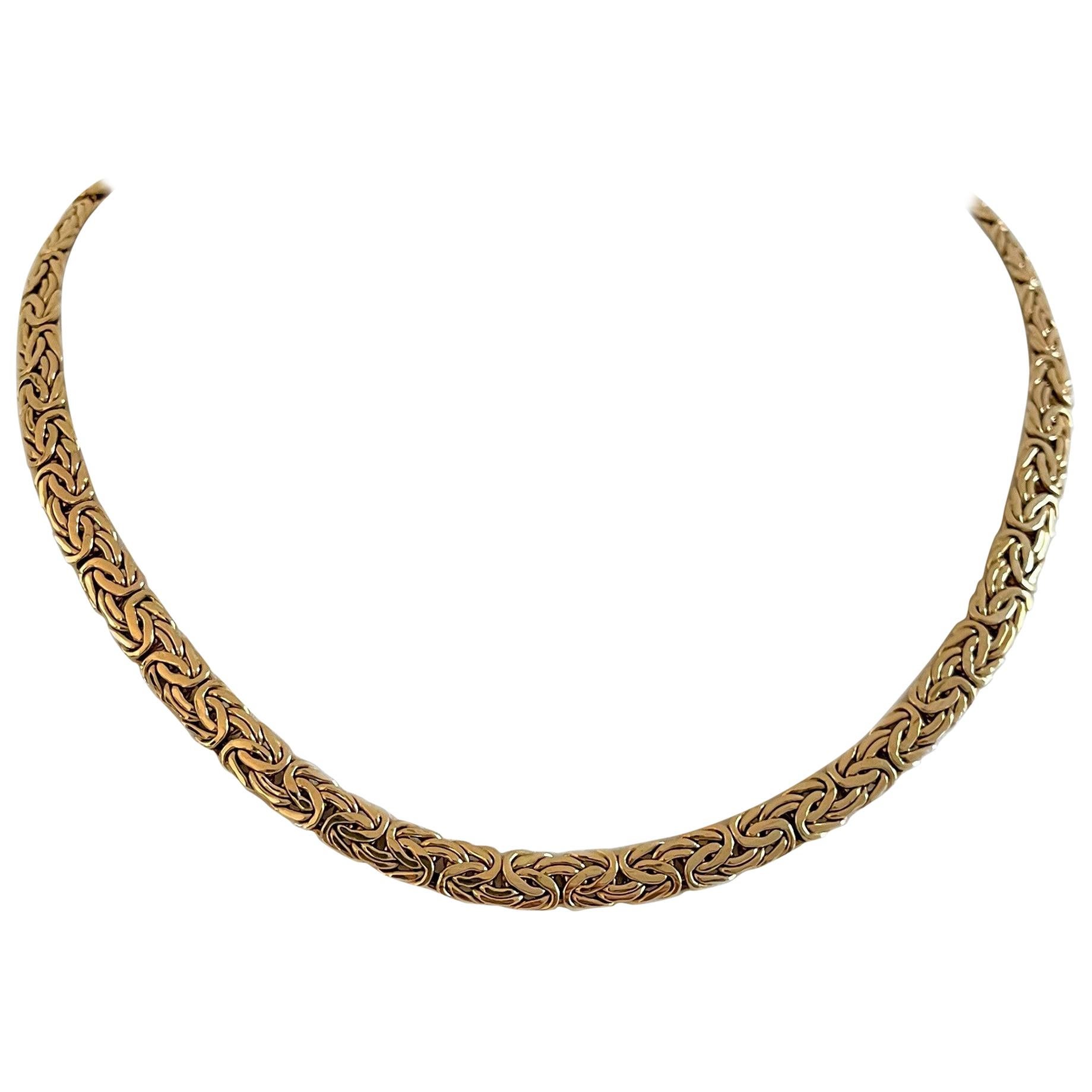 14 Karat Yellow Gold 18.5g Ladies Byzantine Link Chain Necklace For