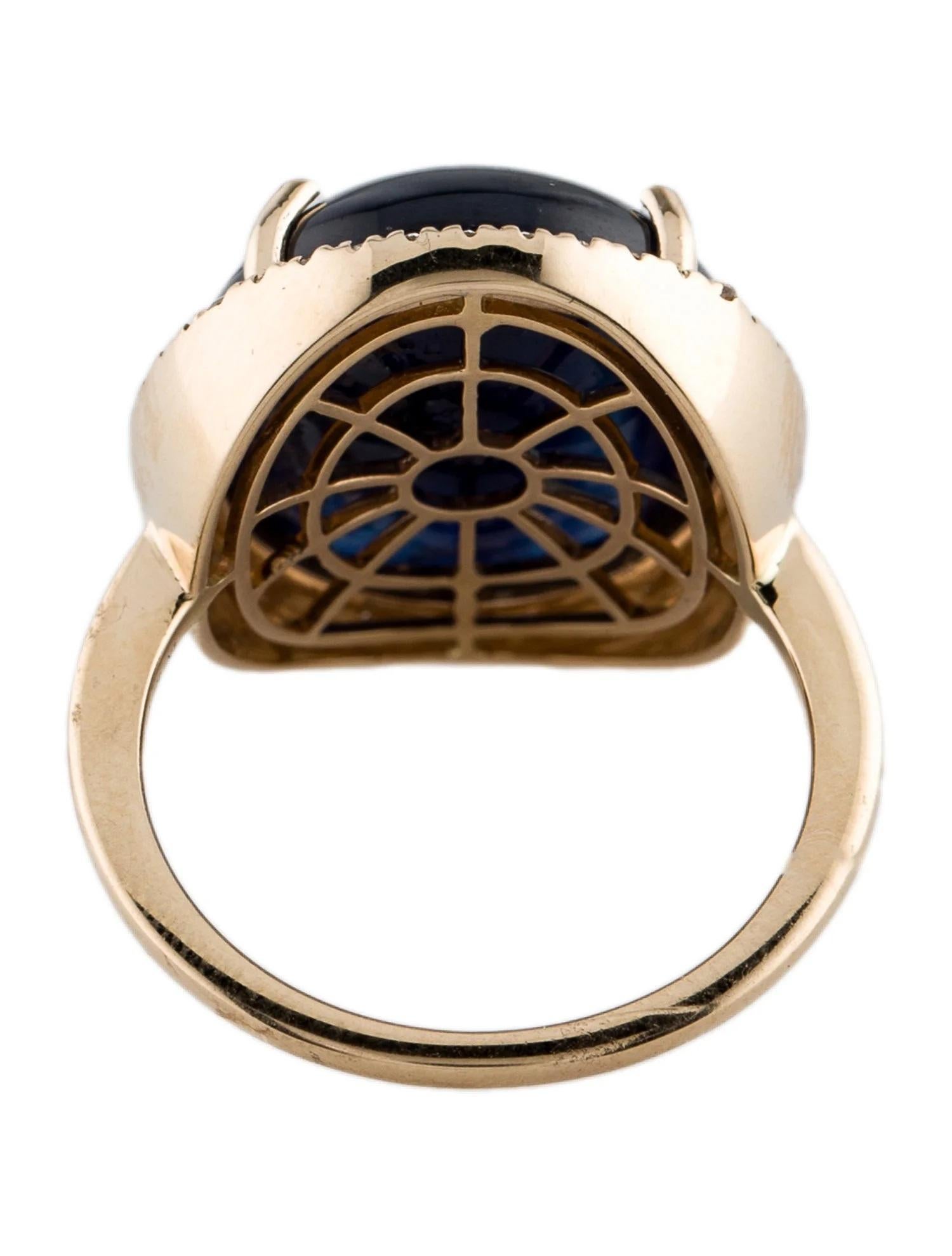 Taille ovale Bague cocktail en or jaune 14 carats avec saphir cabochon ovale 18,61 carats et diamants, taille 6,5 en vente