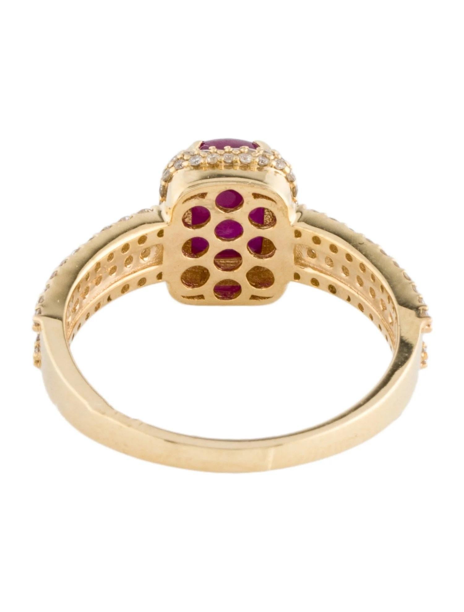 Cushion Cut 14K Yellow Gold 1.87ct Cushion Ruby Cabochon & Diamond Cocktail Ring Size 7