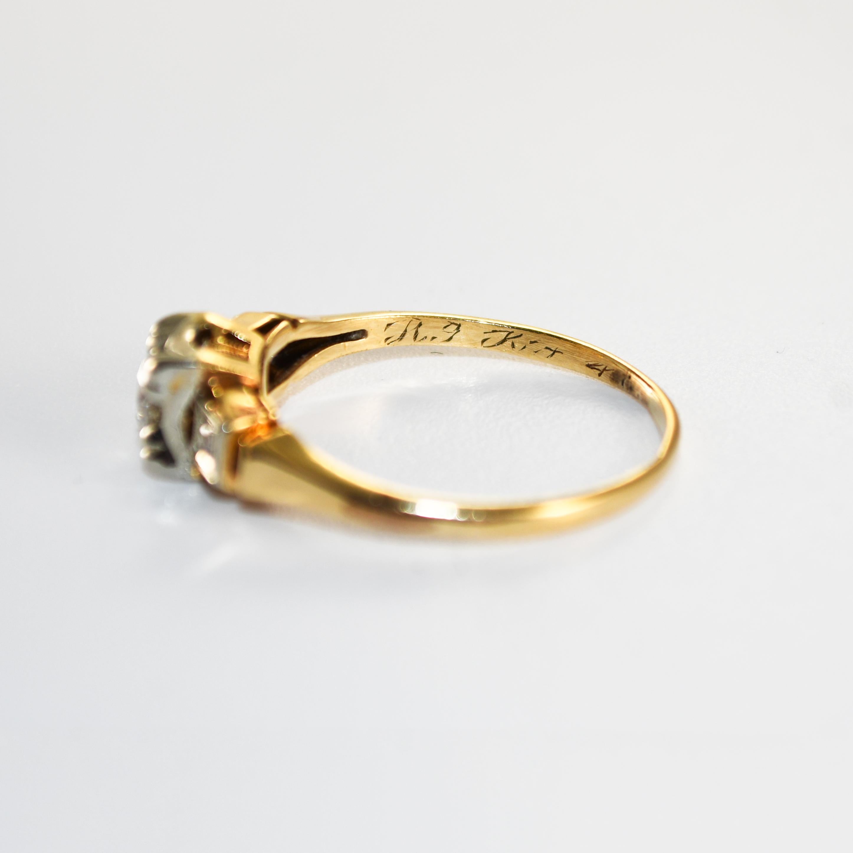 Anillo Diamante Vintage Oro Amarillo 14K/Oro Blanco 18K 0,35ct en venta 2
