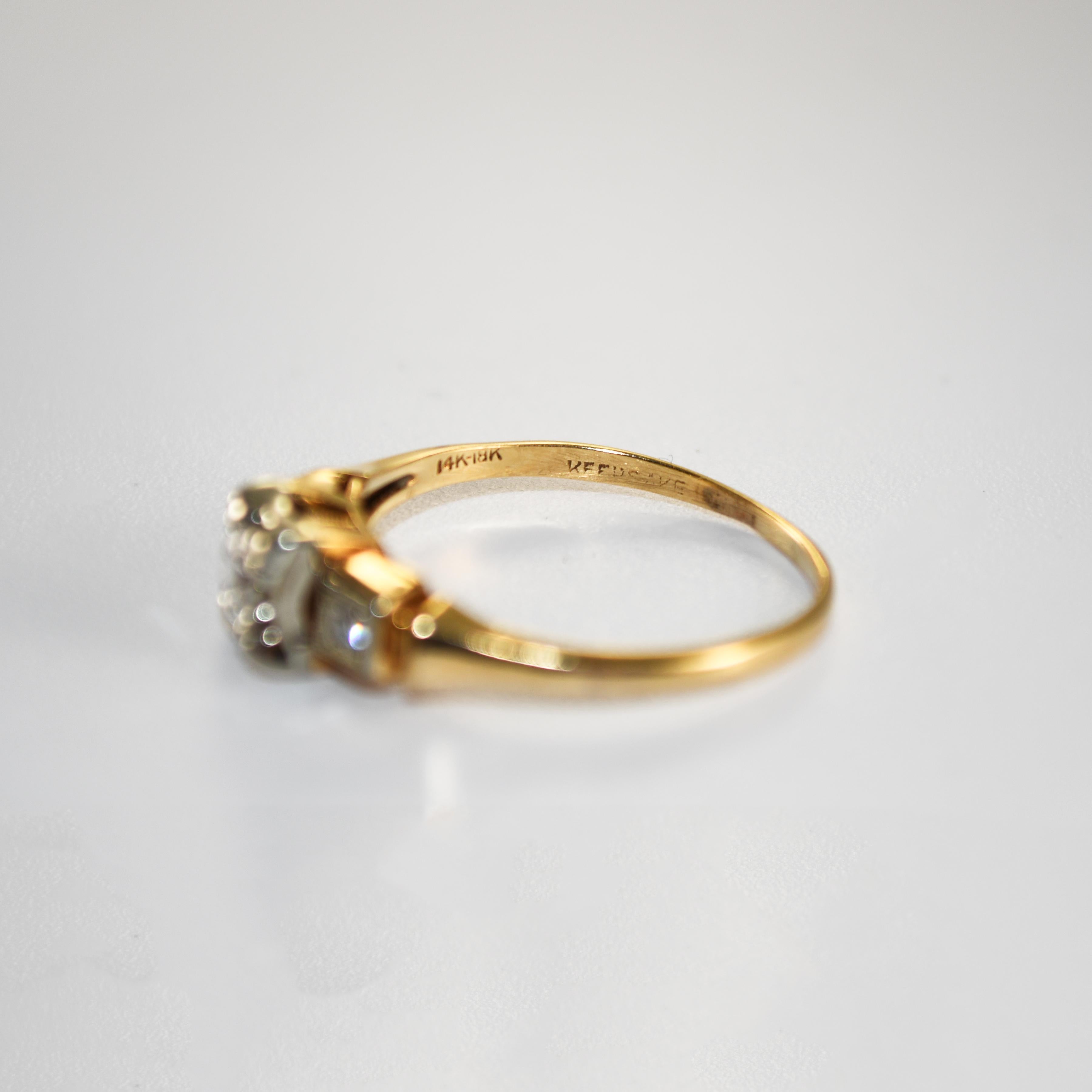 Anillo Diamante Vintage Oro Amarillo 14K/Oro Blanco 18K 0,35ct en venta 3