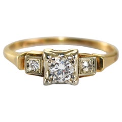 Anillo Diamante Vintage Oro Amarillo 14K/Oro Blanco 18K 0,35ct