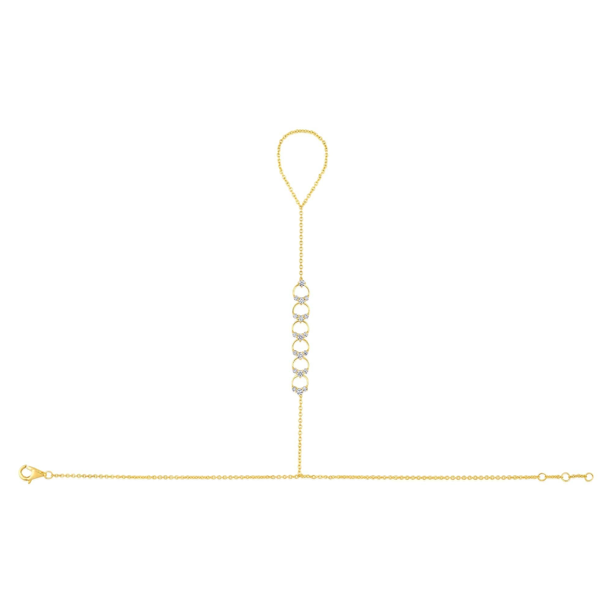 Chaîne à la main cercles célestes en or jaune 14 carats avec 19 diamants Neuf - En vente à Los Angeles, CA