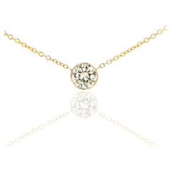 14K Yellow Gold 1.91 Carat Light Yellow Diamond Pendant Bezel Necklace