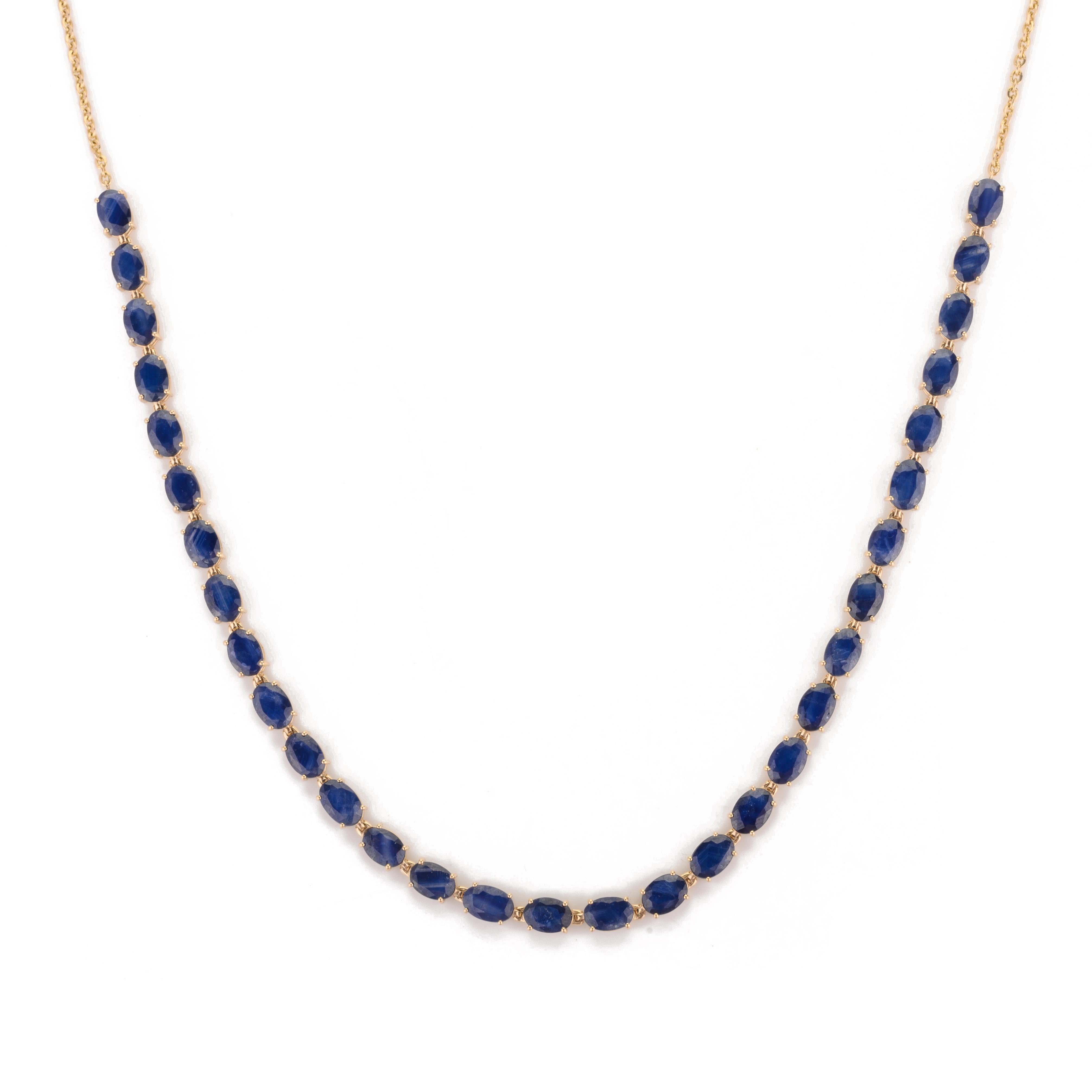 Art Deco 14k Yellow Gold 19.12ct Natural Blue Sapphire Earrings and Necklace Jewelry Set For Sale