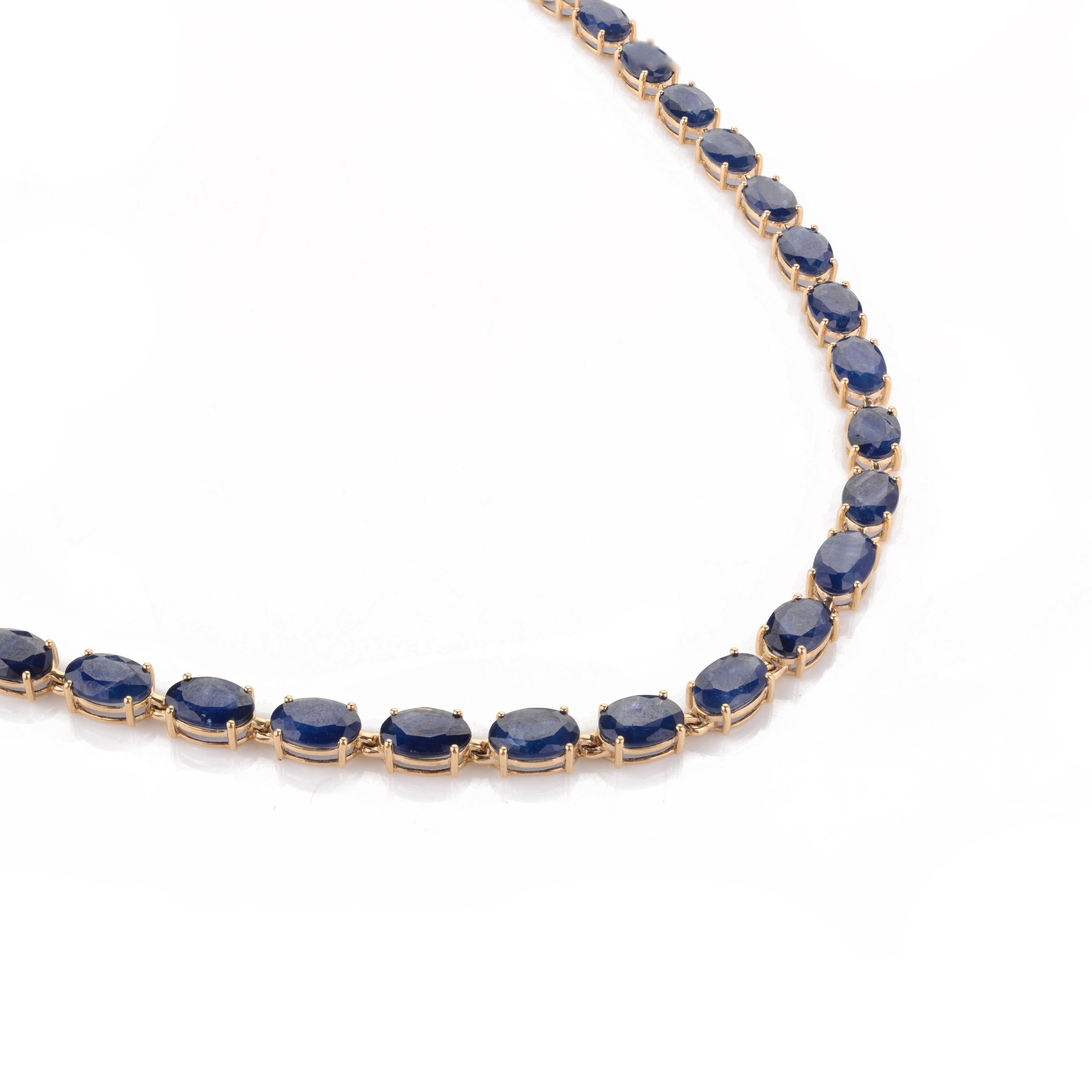 Women's 14k Yellow Gold 19.12ct Natural Blue Sapphire Earrings and Necklace Jewelry Set For Sale