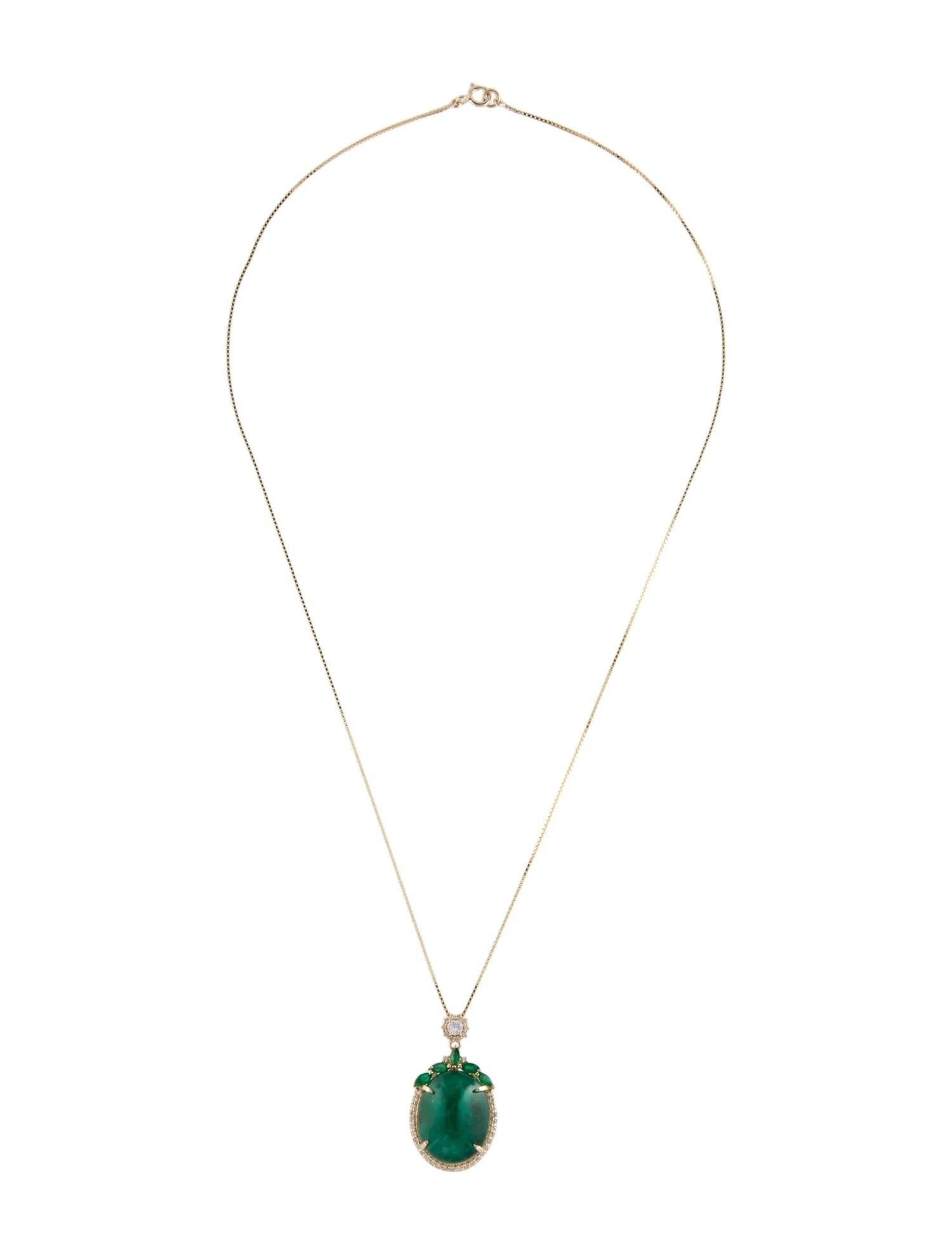 Artist 14K Yellow Gold 19.15ct Emerald, Sapphire & Diamond Pendant Necklace