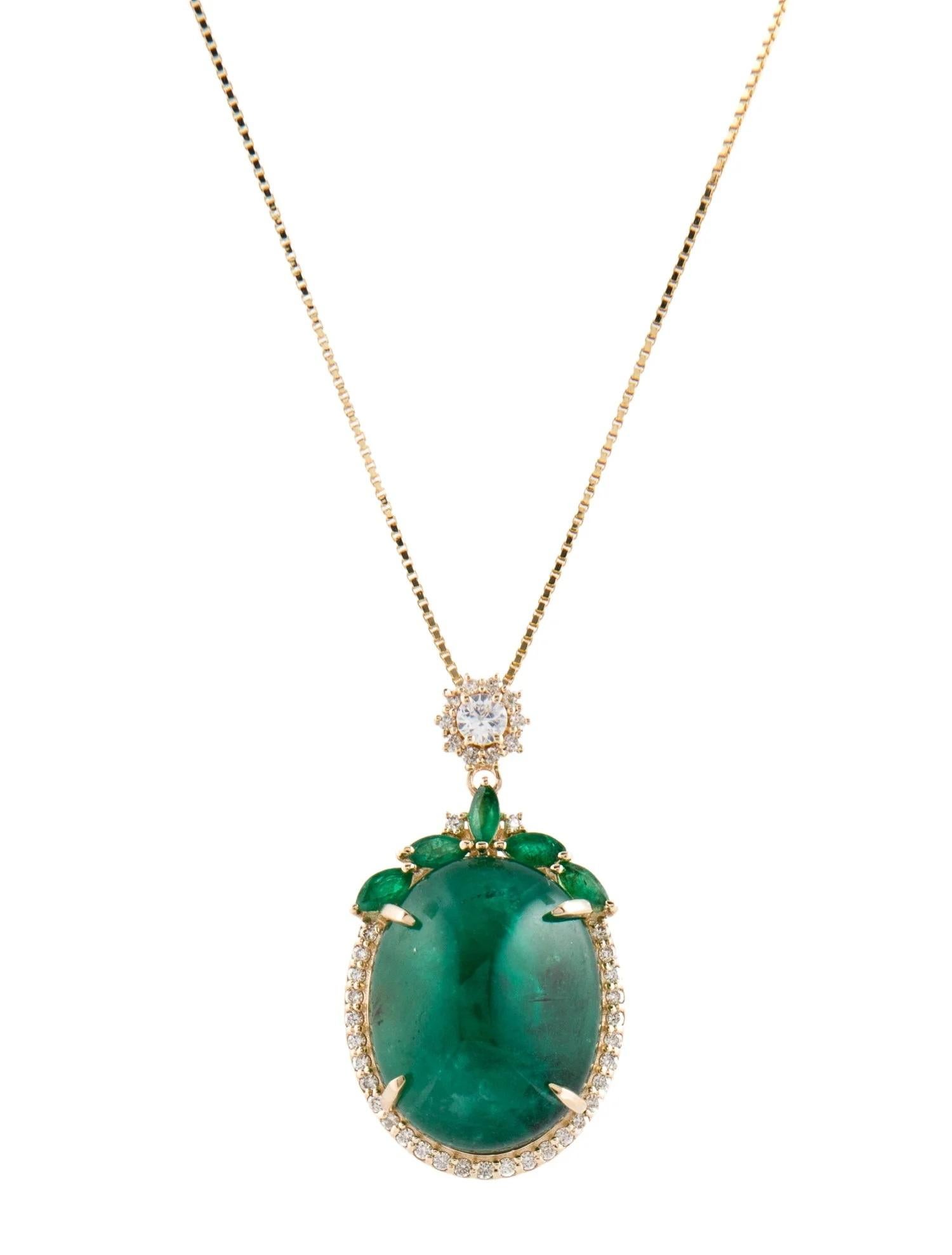 Emerald Cut 14K Yellow Gold 19.15ct Emerald, Sapphire & Diamond Pendant Necklace