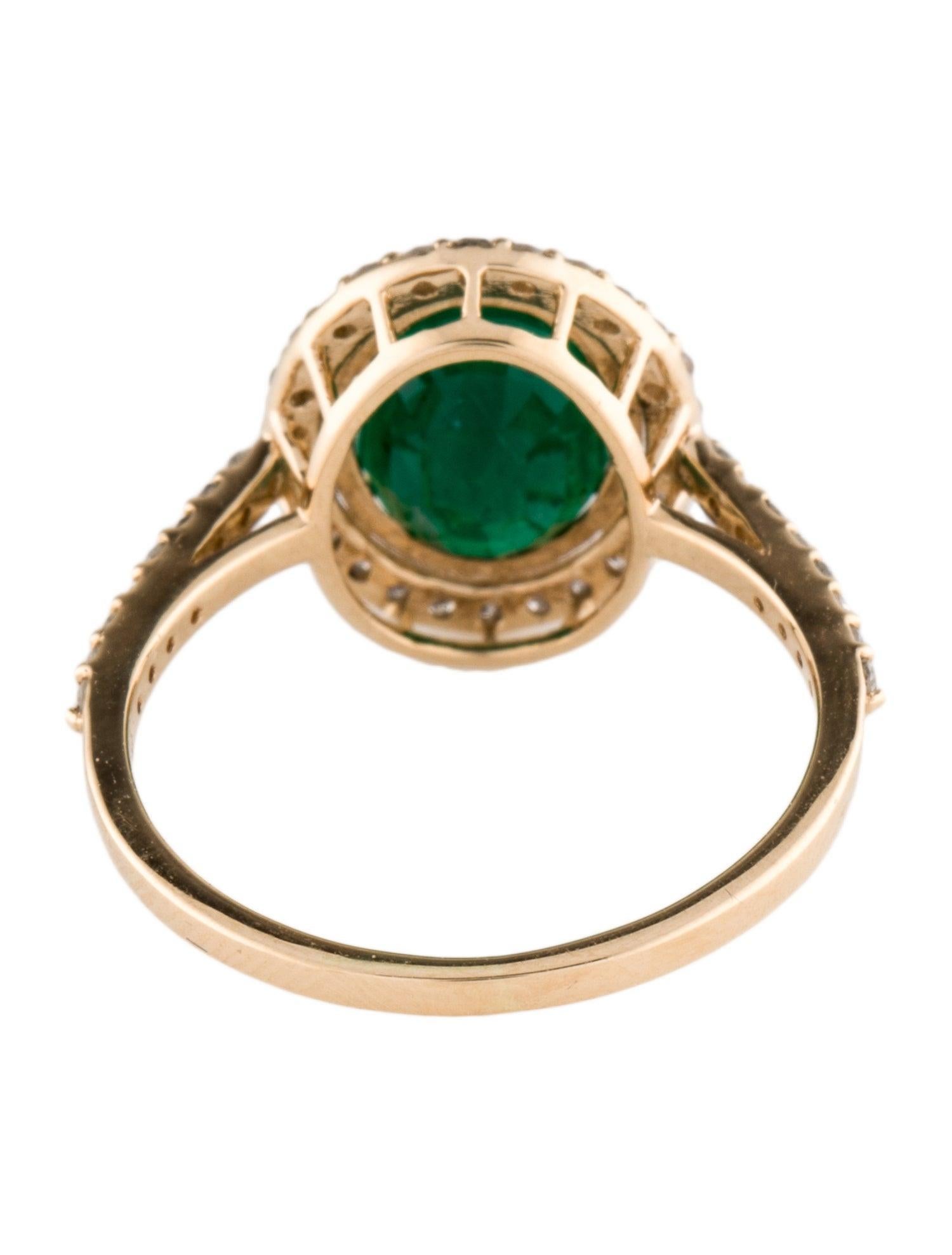 14K Yellow Gold 1.91ct Oval Brilliant Emerald & Diamond Cocktail Ring, Size 7 In New Condition For Sale In Holtsville, NY