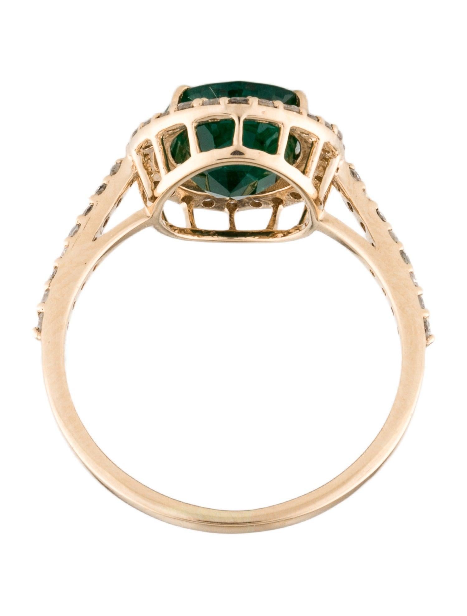 Women's 14K Yellow Gold 1.91ct Oval Brilliant Emerald & Diamond Cocktail Ring, Size 7 For Sale