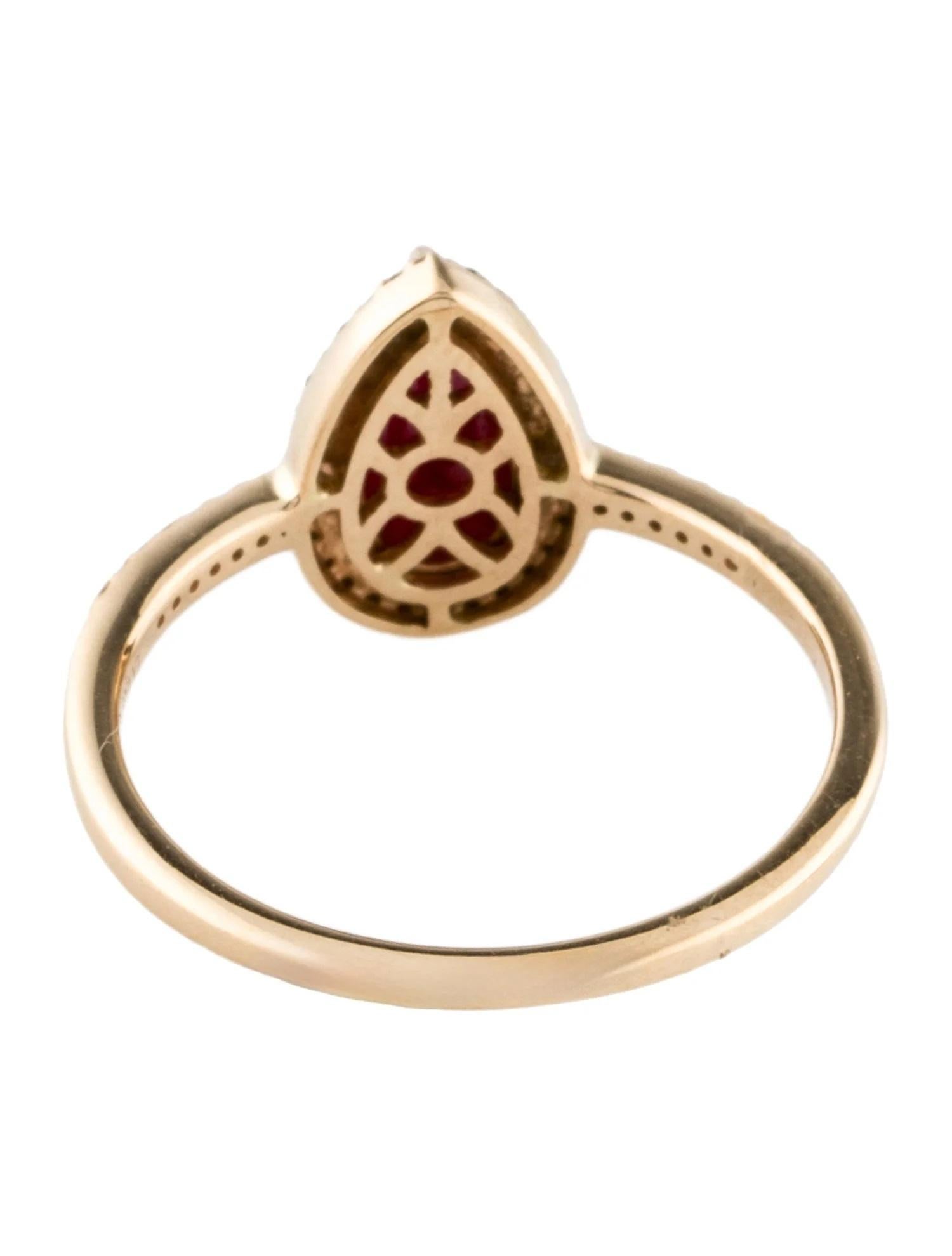 Cabochon 14K Yellow Gold 1.92ct Ruby & Diamond Cocktail Ring, Size 6.75 For Sale