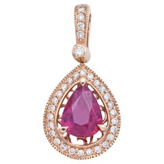 14k Yellow Gold 1.92ct Ruby & Diamond Pear Pendant