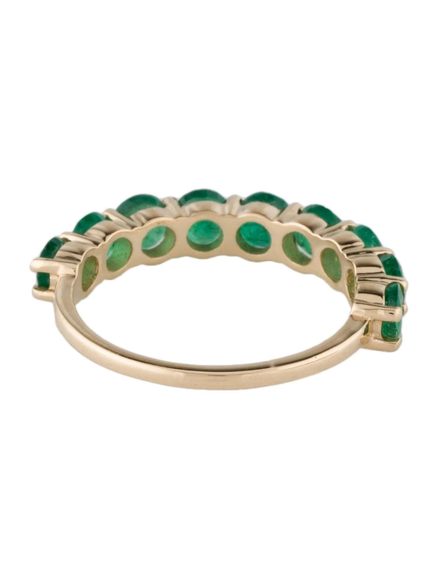 Emerald Cut 14K Yellow Gold 1.92ctw Emerald Half Eternity Band, Size 6.75 For Sale
