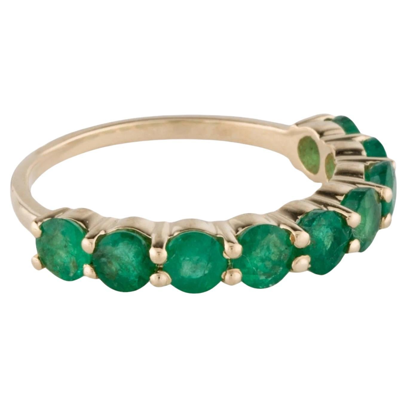 14K Yellow Gold 1.92ctw Emerald Half Eternity Band, Size 6.75