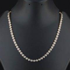14K Yellow Gold 1.93 Ct Diamond Illusion Bezel Tennis Riviere Necklace for Gift
