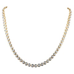 14K Yellow Gold 1.93 Ct Diamond Illusion Bezel Tennis Riviere Necklace for Gift