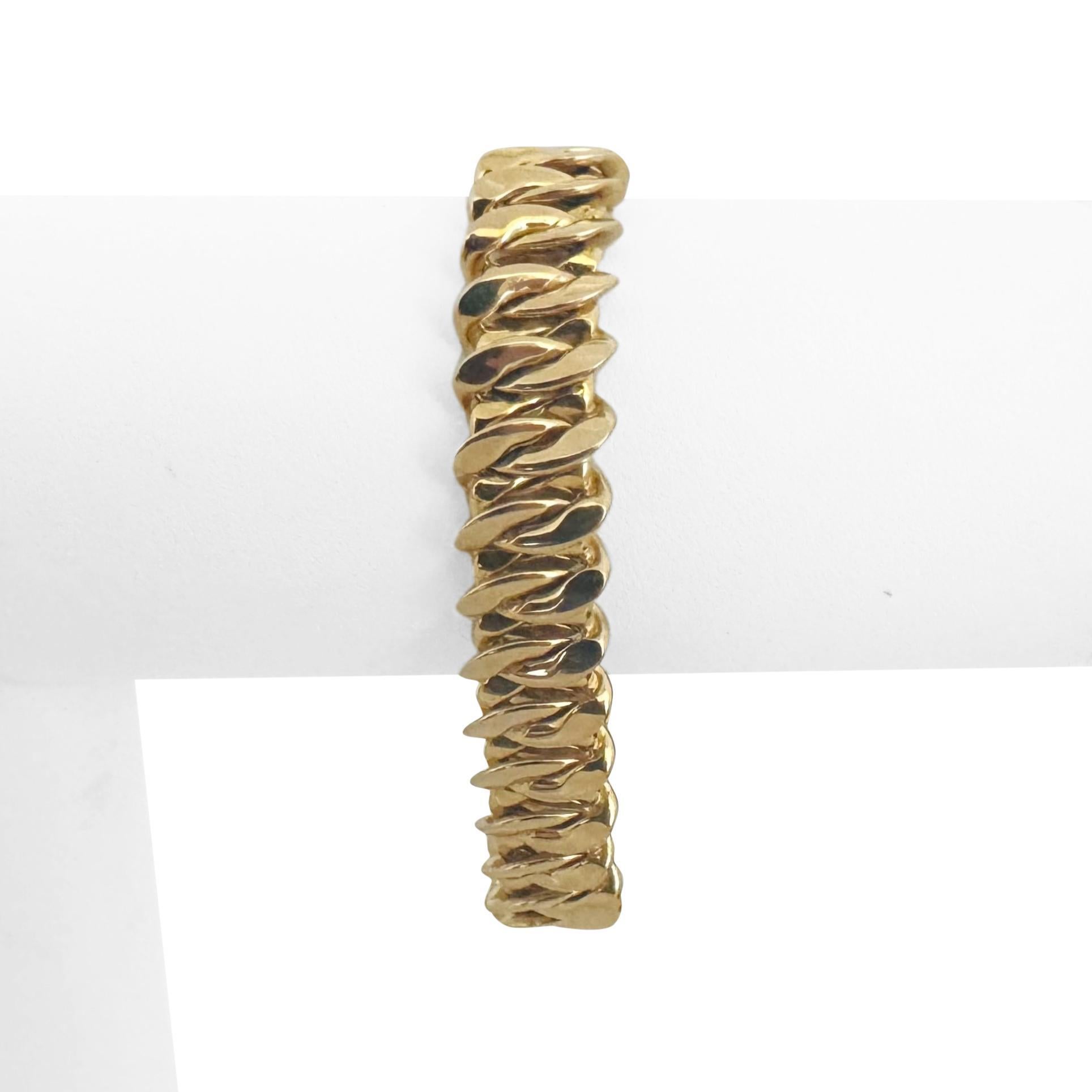 14k Yellow Gold 19.3g Ladies Thick Spiral Link Bracelet Italy 7