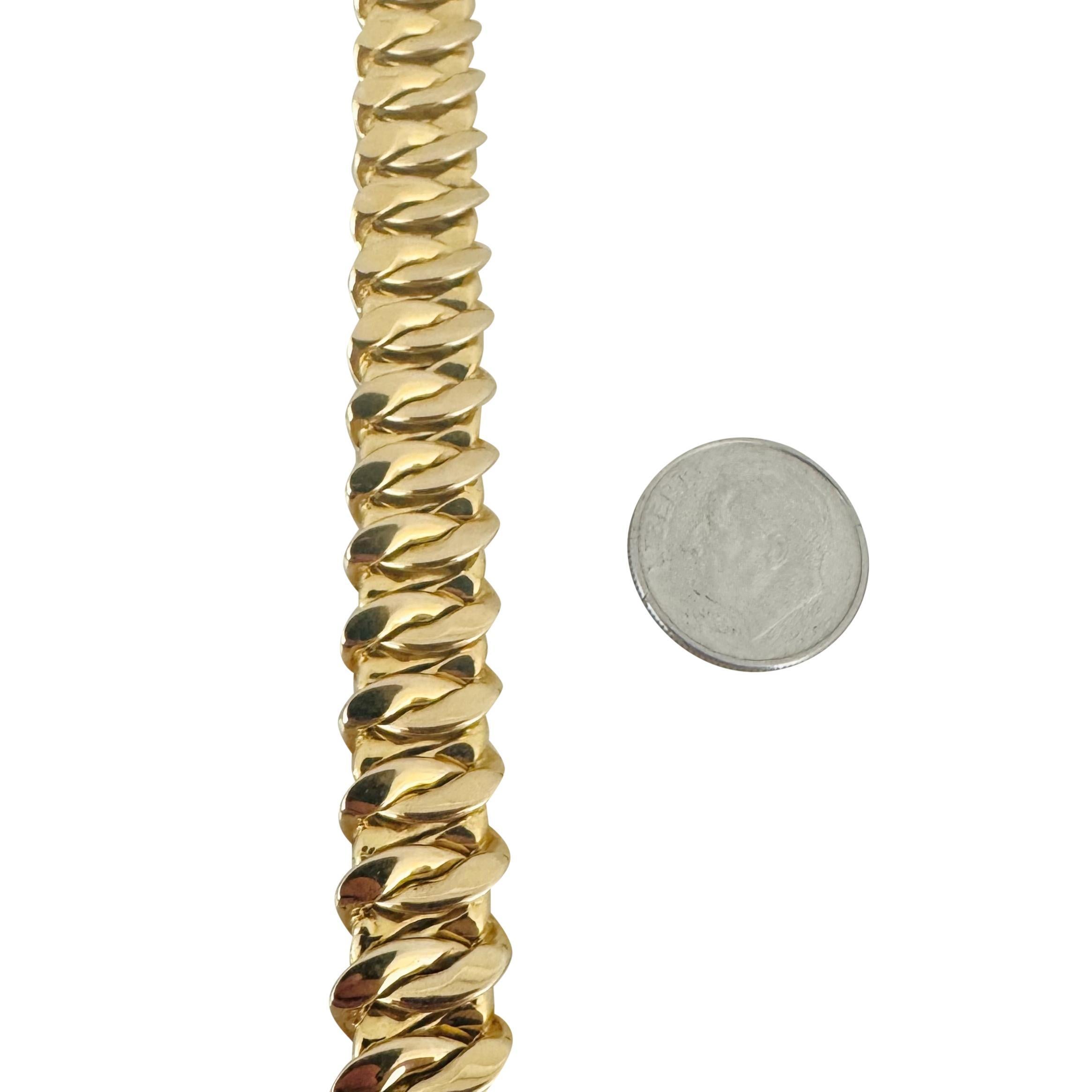 14k Yellow Gold 19.3g Ladies Thick Spiral Link Bracelet Italy 7