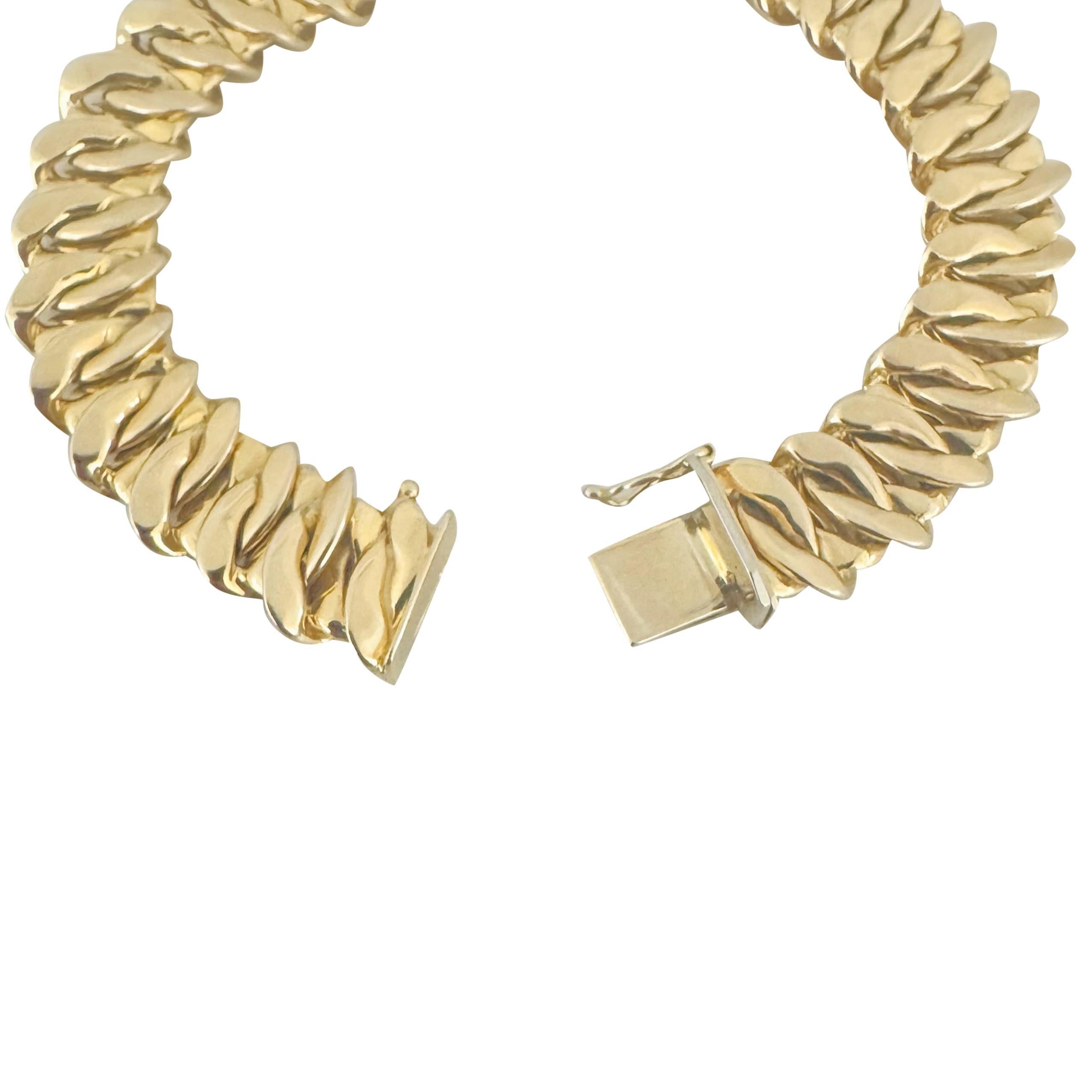 14k Yellow Gold 19.3g Ladies Thick Spiral Link Bracelet Italy 7
