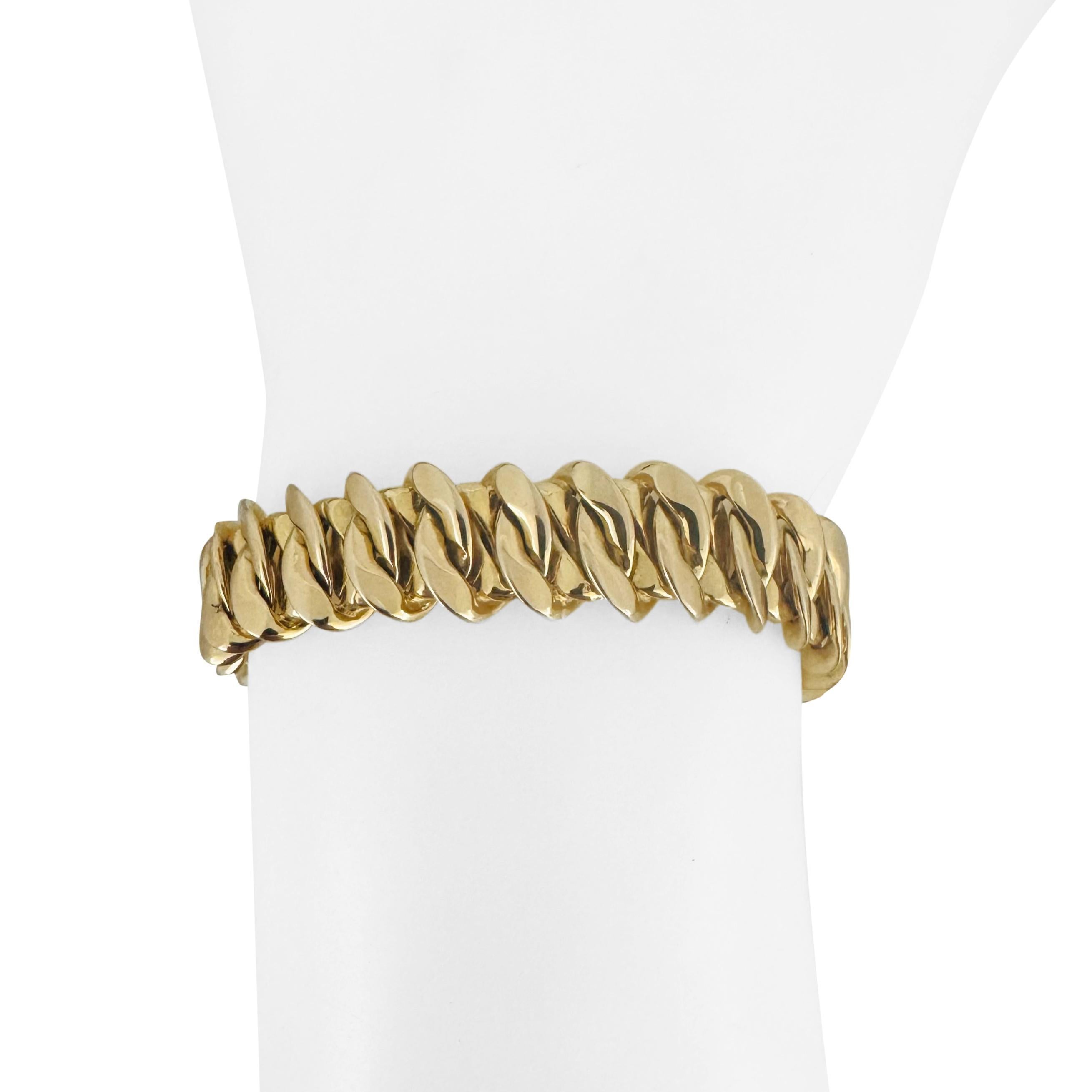 14k Yellow Gold 19.3g Ladies Thick Spiral Link Bracelet Italy 7
