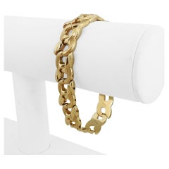 14k Yellow Gold 19.3g Polished & Brushed Finish Fancy Link Bracelet Italy 7.25"