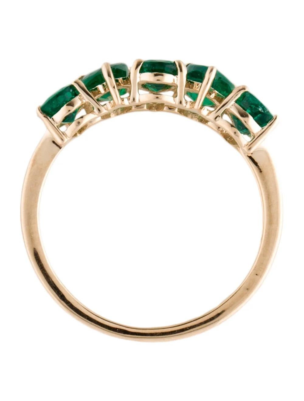 Women's 14K Yellow Gold 1.94ctw Emerald Band Ring, Size 7: Gemstone Statement Jewelry For Sale