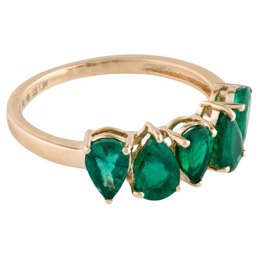 14K Yellow Gold 1.94ctw Emerald Band Ring, Size 7: Gemstone Statement Jewelry