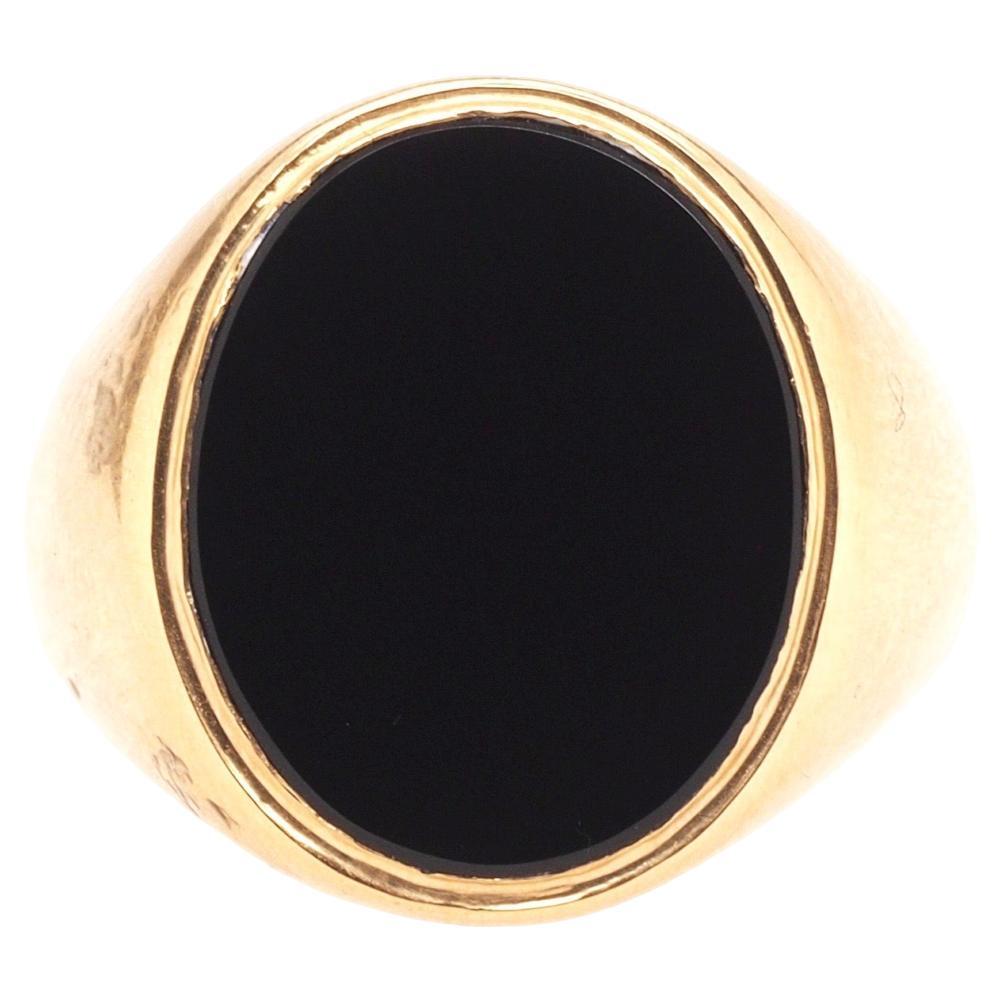 14K Yellow Gold 1950s Tiffany & Co. Onyx Ring For Sale