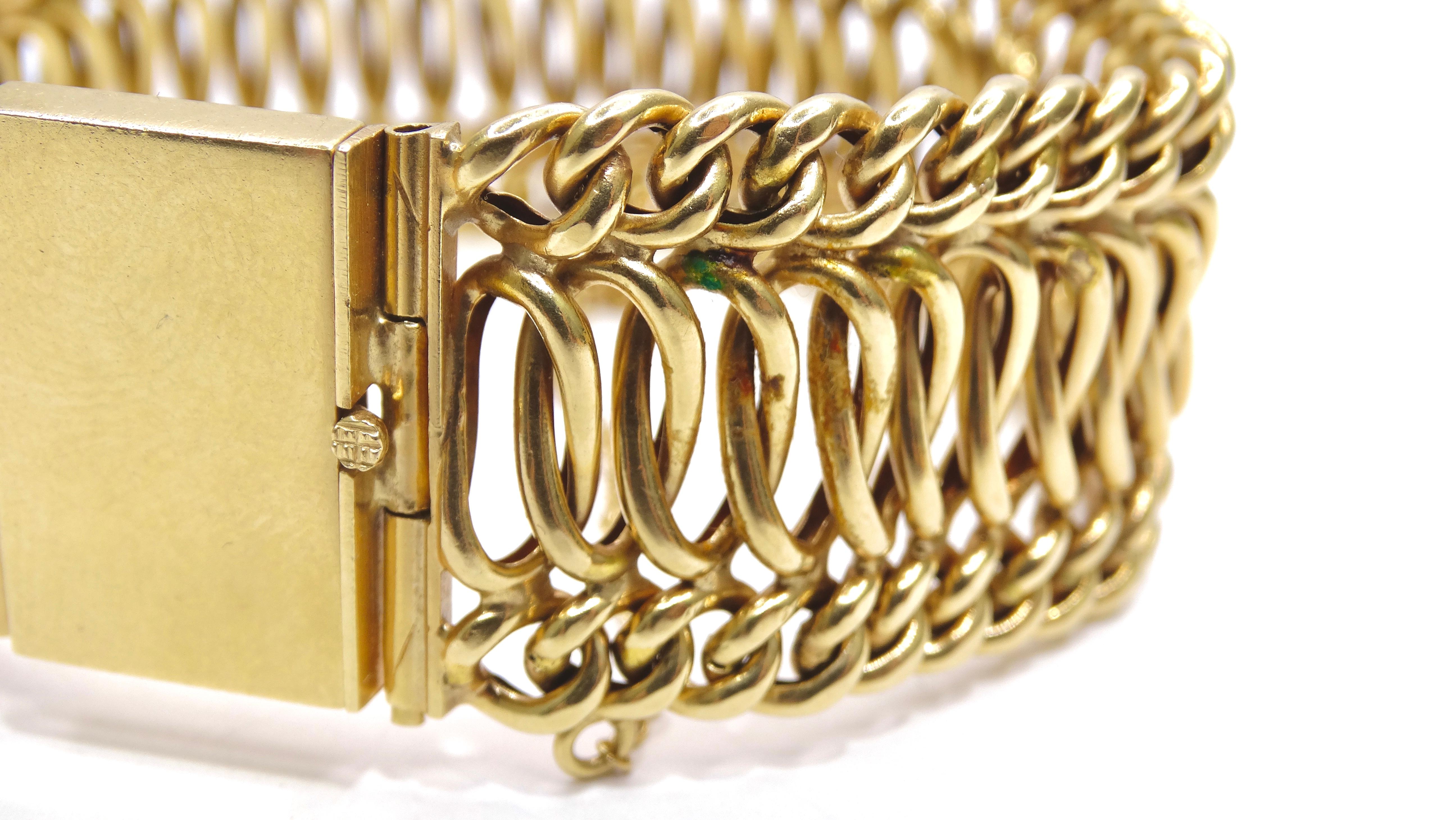 Bracelet à chaîne tissée en or jaune 14 carats, années 1950 Excellent état - En vente à Scottsdale, AZ