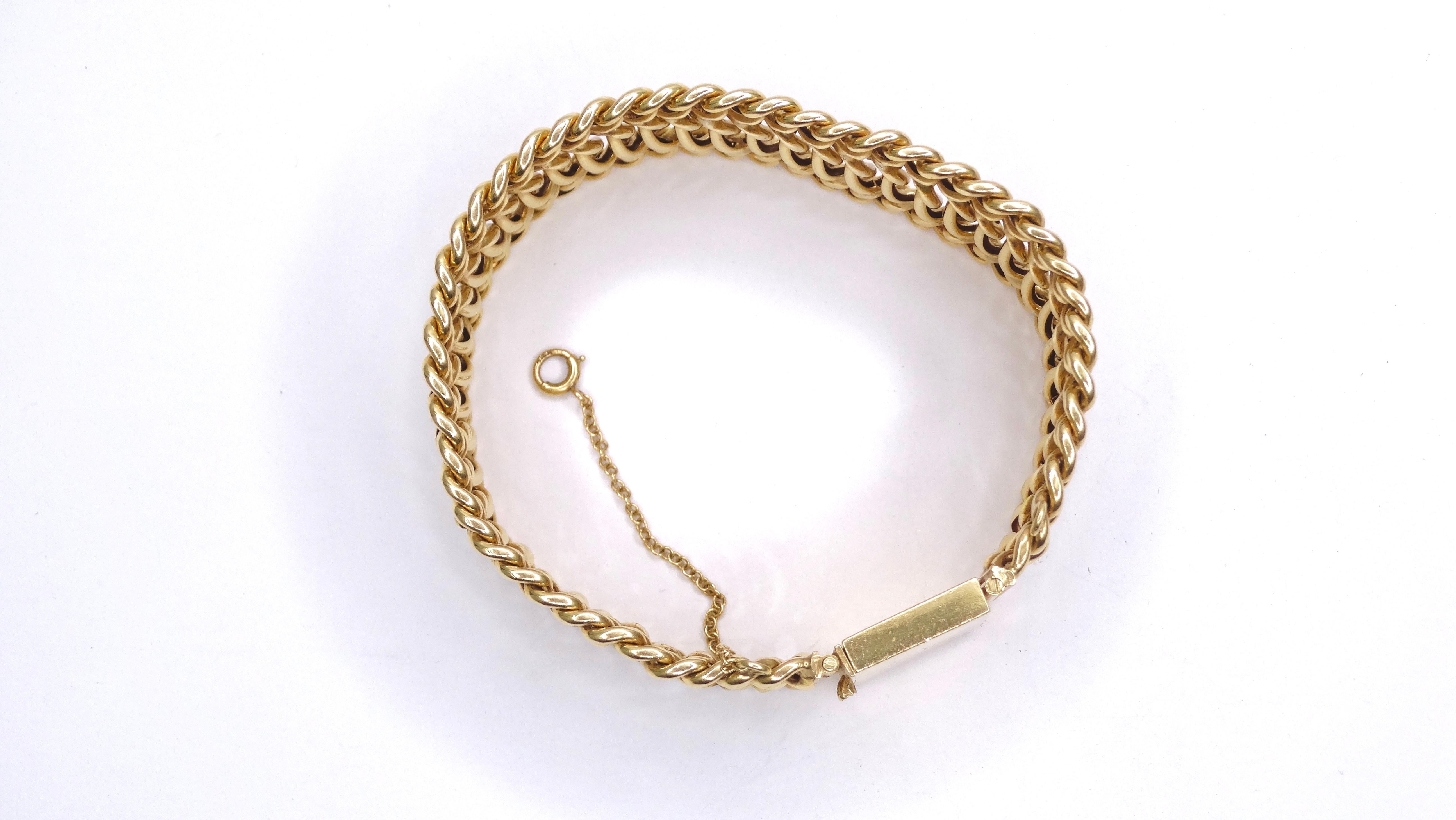 14 Karat Gelbgold 1950er Jahre gewebtes Kettenarmband für Damen oder Herren im Angebot