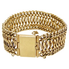 Retro 14k Yellow Gold 1950's Woven Chain Bracelet