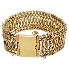 Bracciale a catena intrecciata in oro giallo 14k anni '50