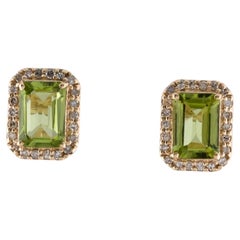 14K Yellow Gold 1.95ctw Peridot & Diamond Stud Earrings: Sparkling Beauty 
