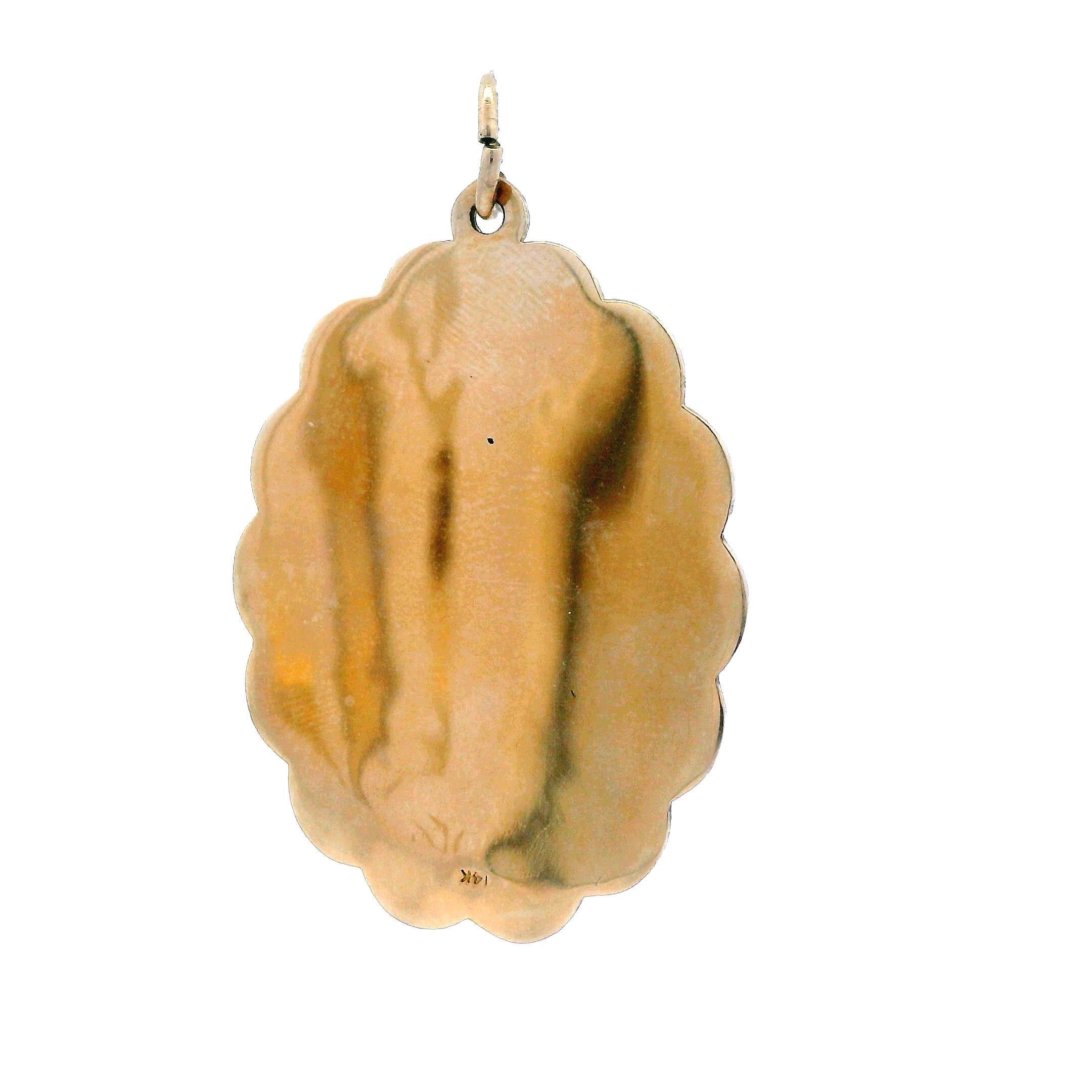 14k Gelbgold 1960er Jahre Mitte des Jahrhunderts Merry Christmas Tree Anhänger mit Rubin & Smaragd im Angebot 3