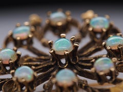 14k Yellow Gold 1960s Opal Floral Brooch and Pin