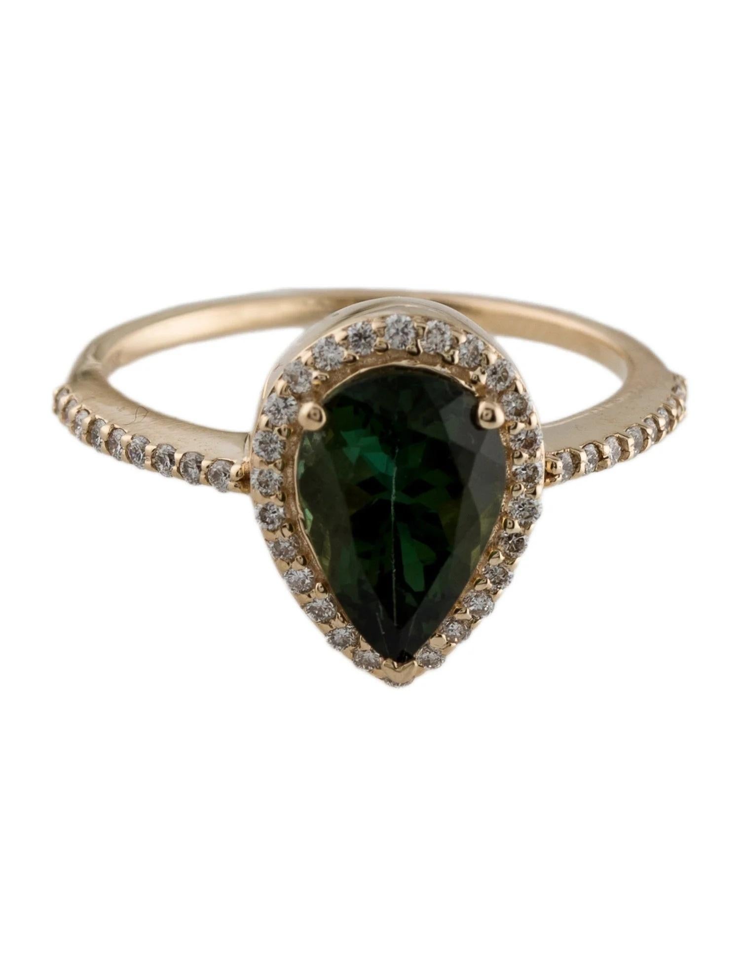 14 Karat Gelbgold 1,97 Karat Birnenförmiger Modified Brillantgrüner Turmalin & Diamant Cockta (Künstler*in) im Angebot