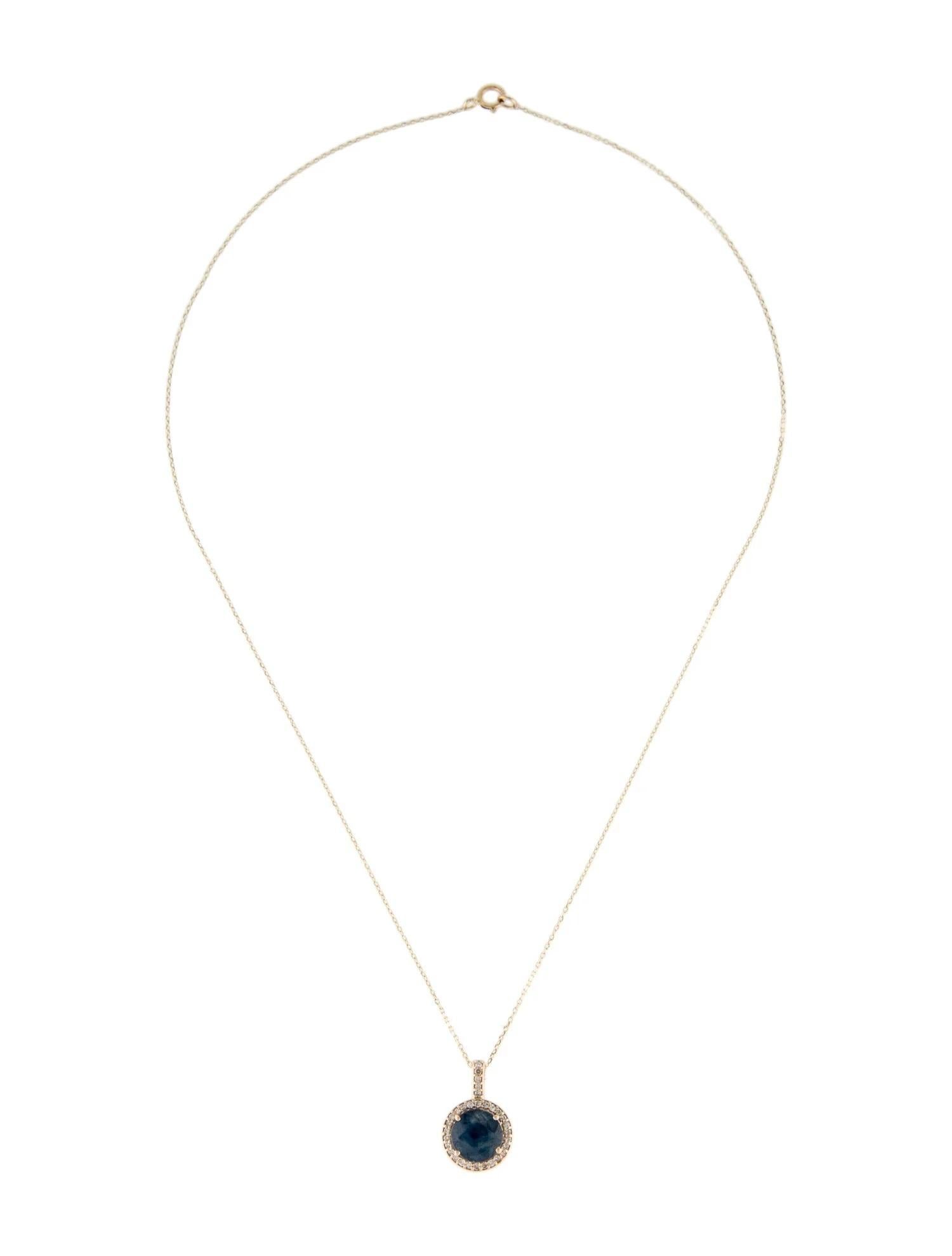 Artist 14K Yellow Gold 1.97ct Sapphire & 0.12ct Diamond Pendant Necklace, 16